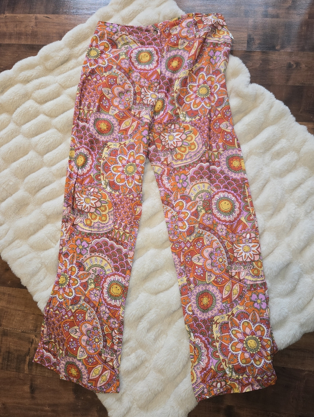 Billabong x Smiley Cotton Linen Blend [Size 25] Hippie Boho Good Vibes Pants